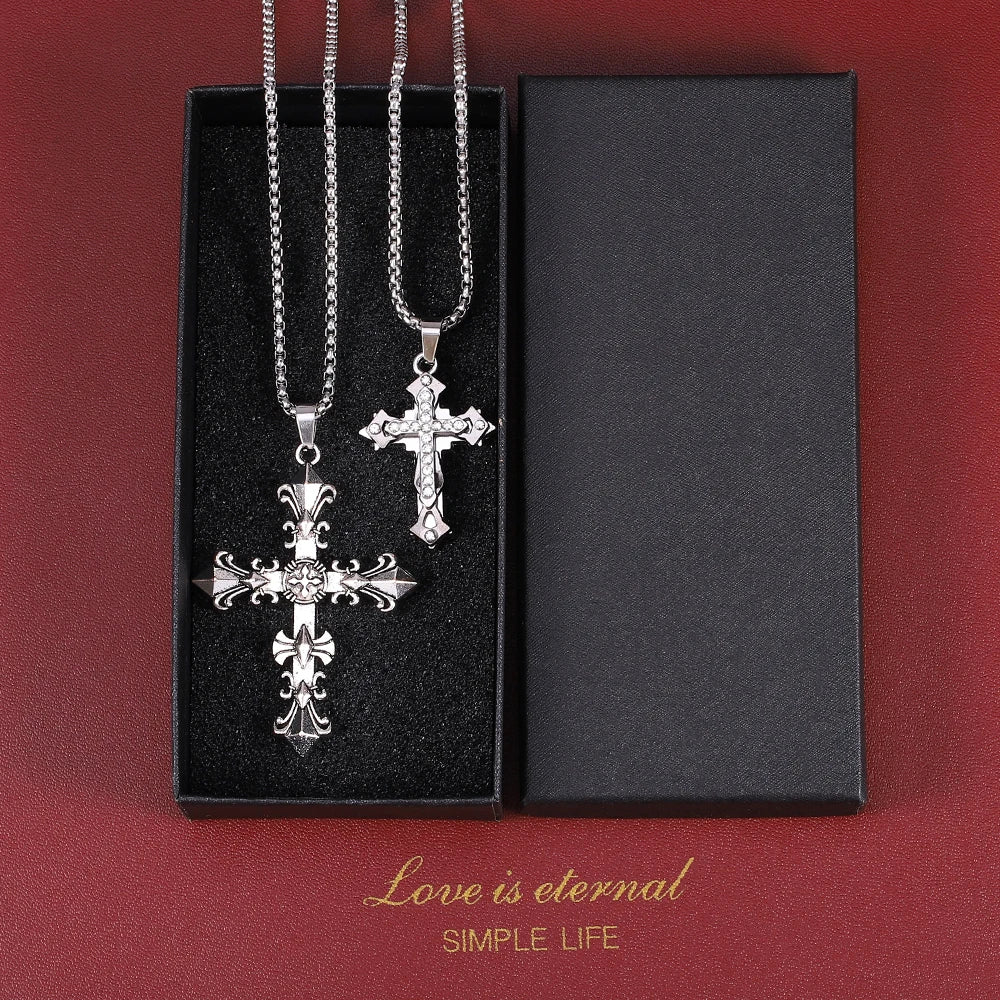 Y2k Titanium Steel Cross Pendent Necklace
